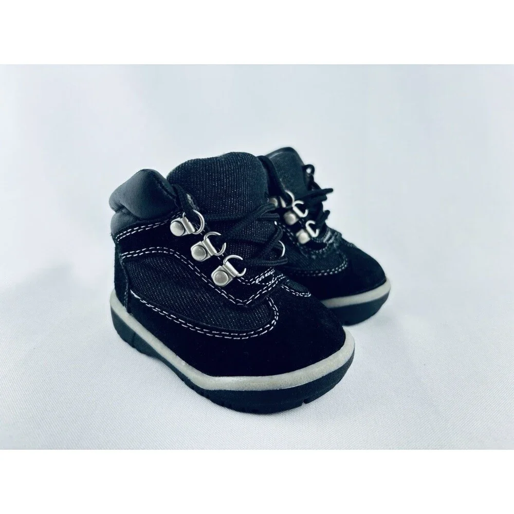 Vintage McKids Black Boots Action Flex Toddler Baby Size 2 Drew Lace‎ Up